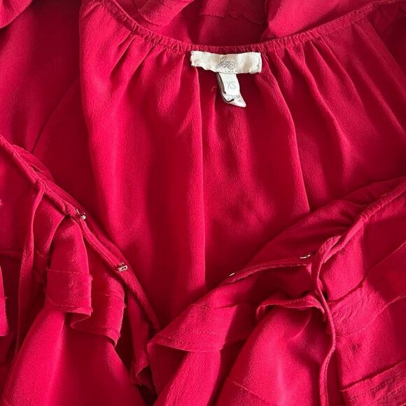 Joie 100% silk ruffle red blouse, size XS - Picture 6 of 12